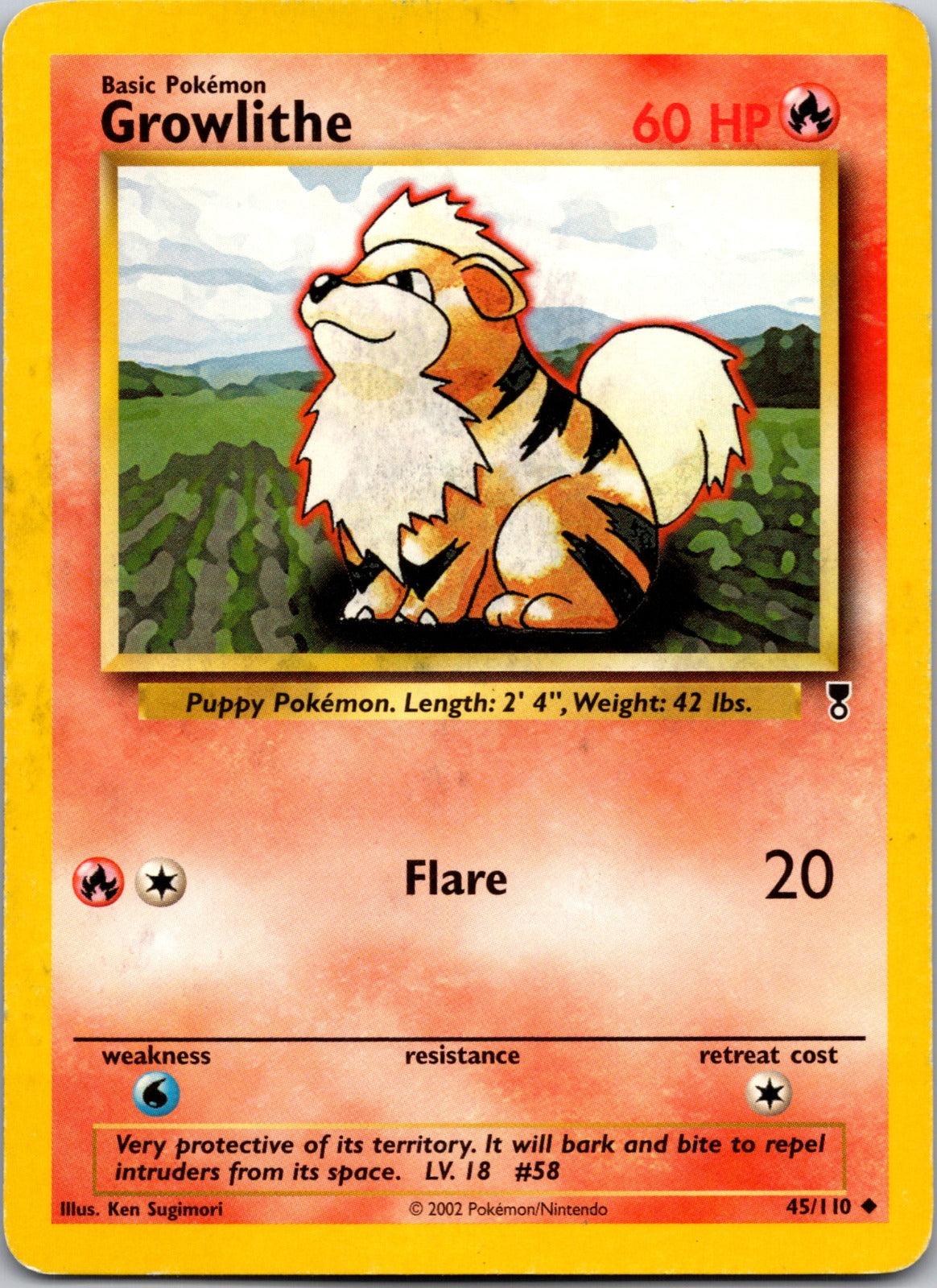 2002 Legendary Collection 045/110 Growlithe MP Y162