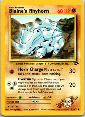 2000 Gym Challenge 065/132 Blaine's Rhyhorn LP
