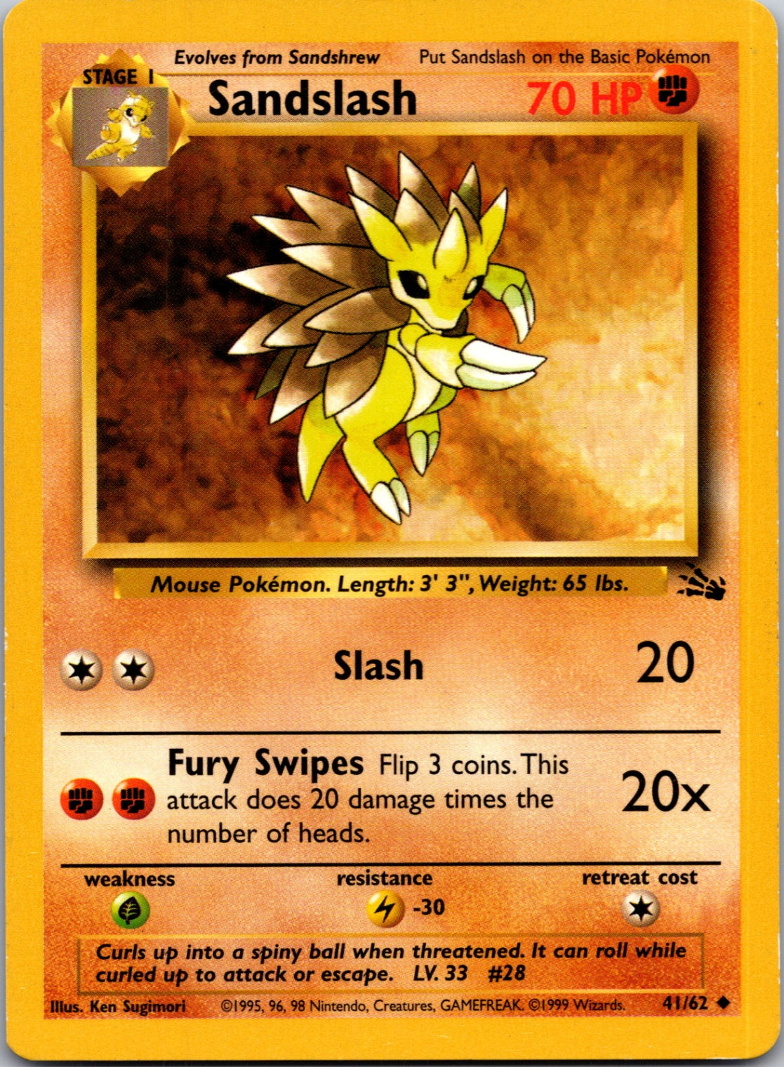 1999 Fossil 41/62 Sandslash Uncommon L189
