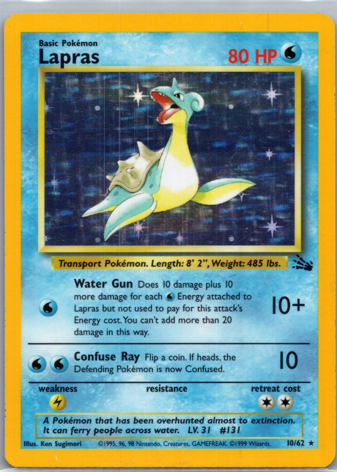 1999 Fossil 10/62 Lapras (10) Holo Rare G233