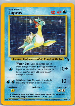1999 Fossil 10/62 Lapras (10) Holo Rare G233