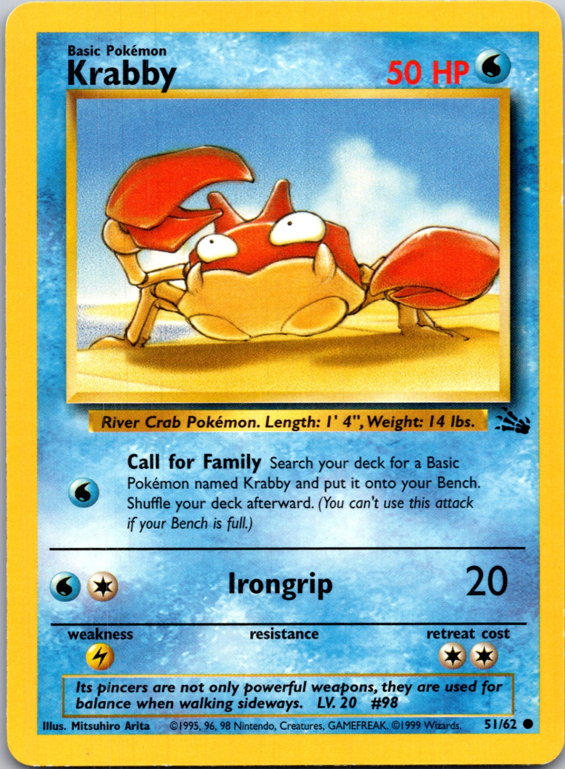 1999 Fossil #51/62 Krabby Common B234