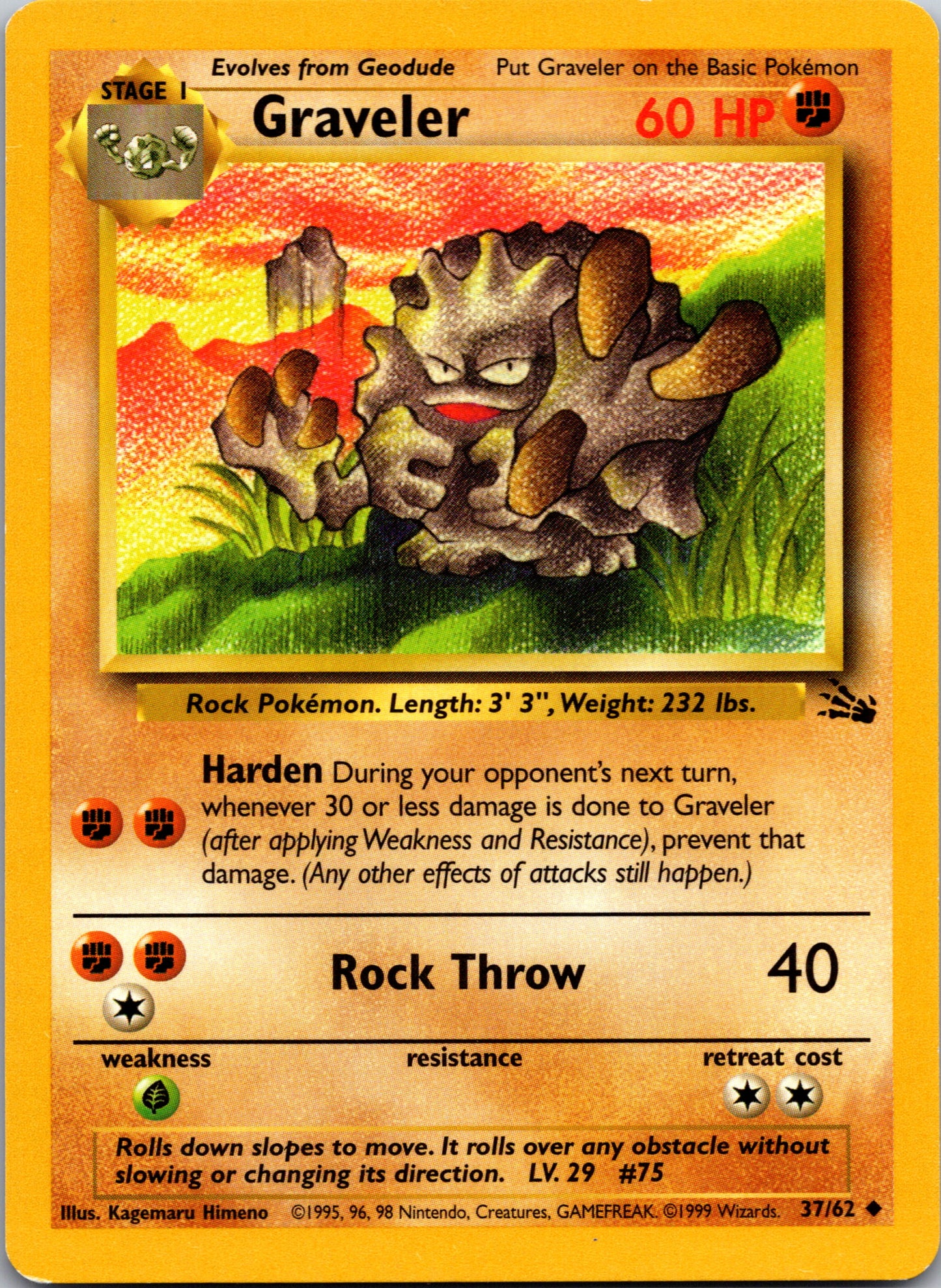 2000 Fossil 37/62 Graveler Uncommon A315