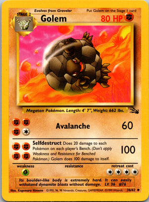 2000 Fossil 36/62 Golem Uncommon A325