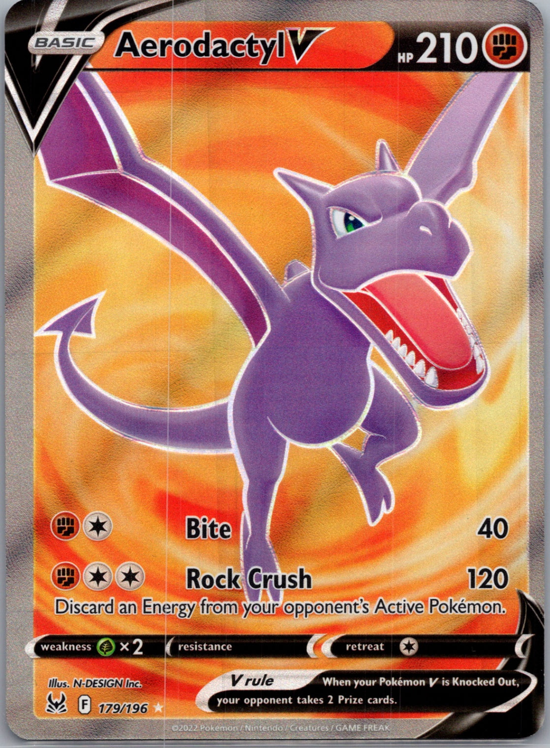 SWSH11: Lost Origin 179/196 Aerodactyl V (Full Art) Ultra Rare NM