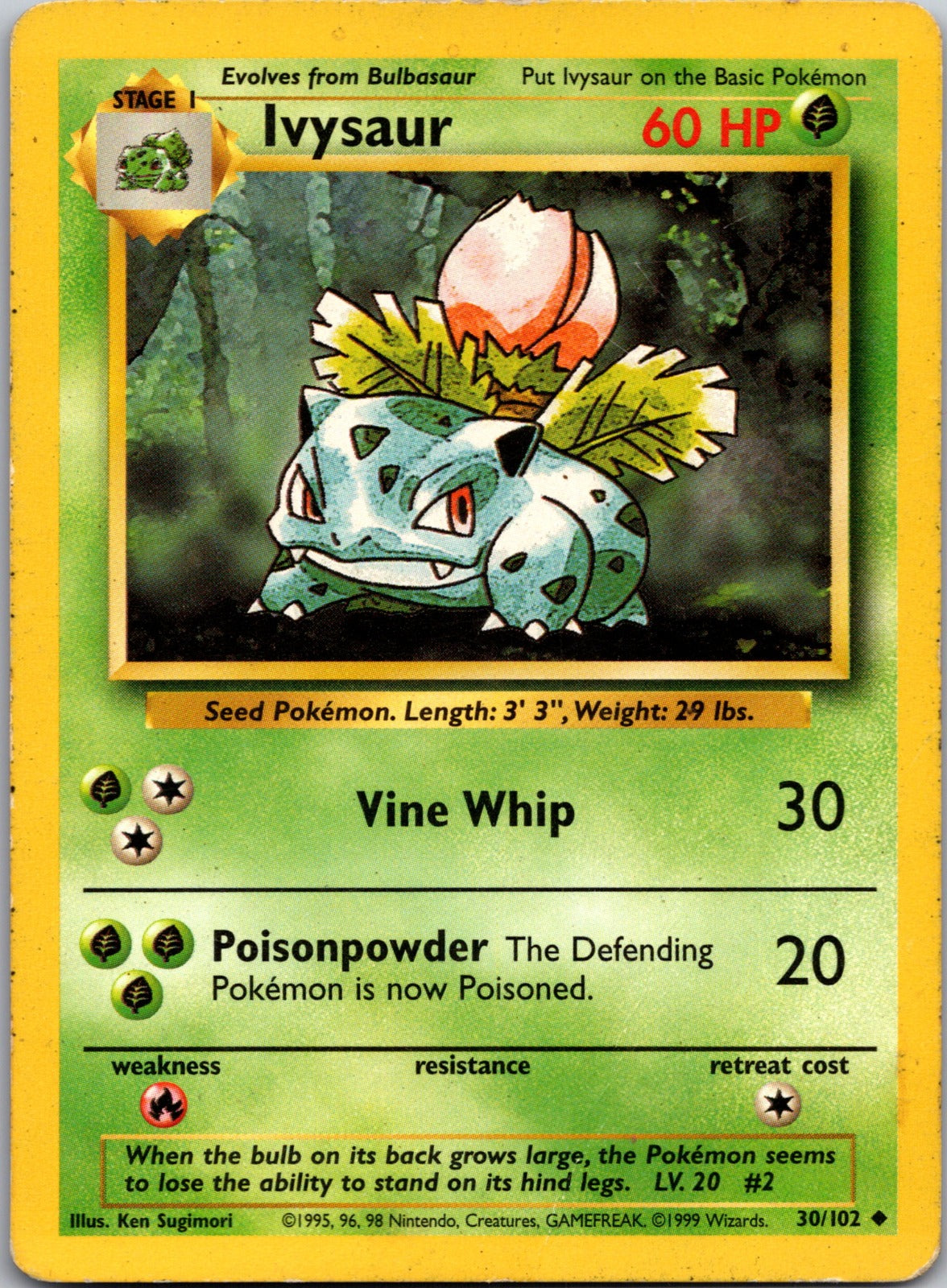 1999 Base Set 030/102 Ivysaur HP F8