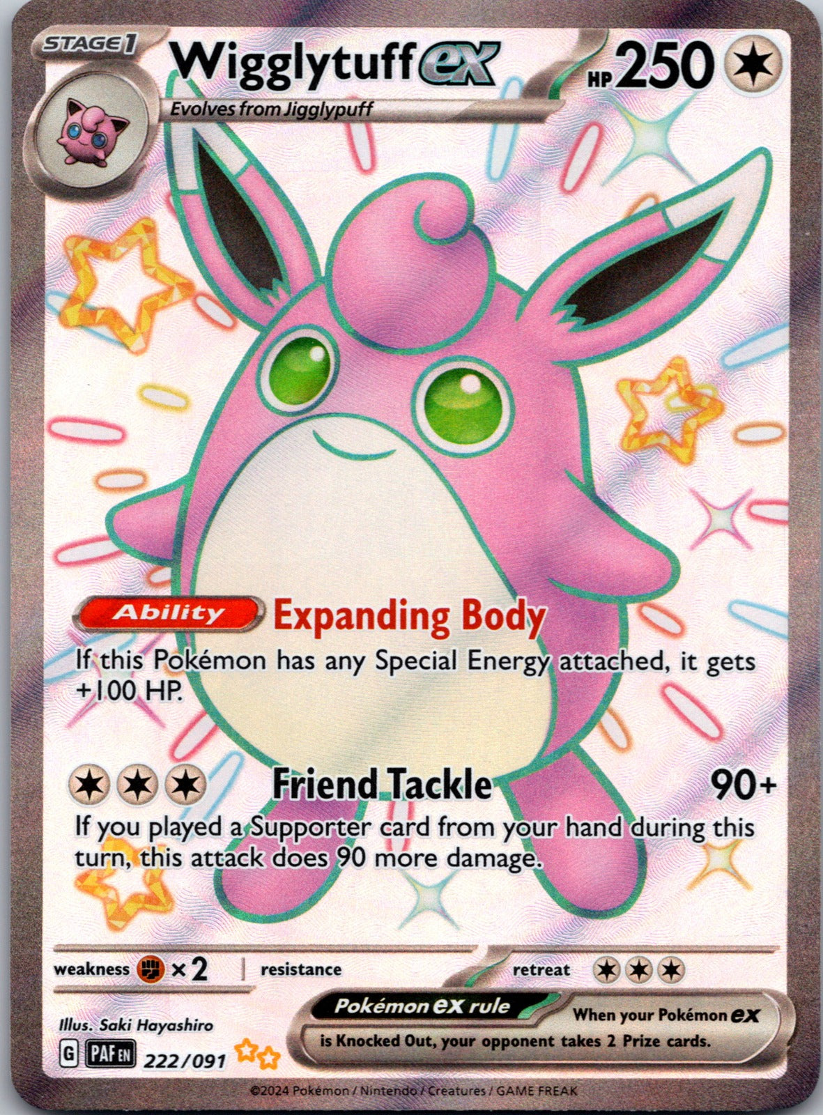 2024 SV: Paldean Fates 222/091 Wigglytuff ex NM