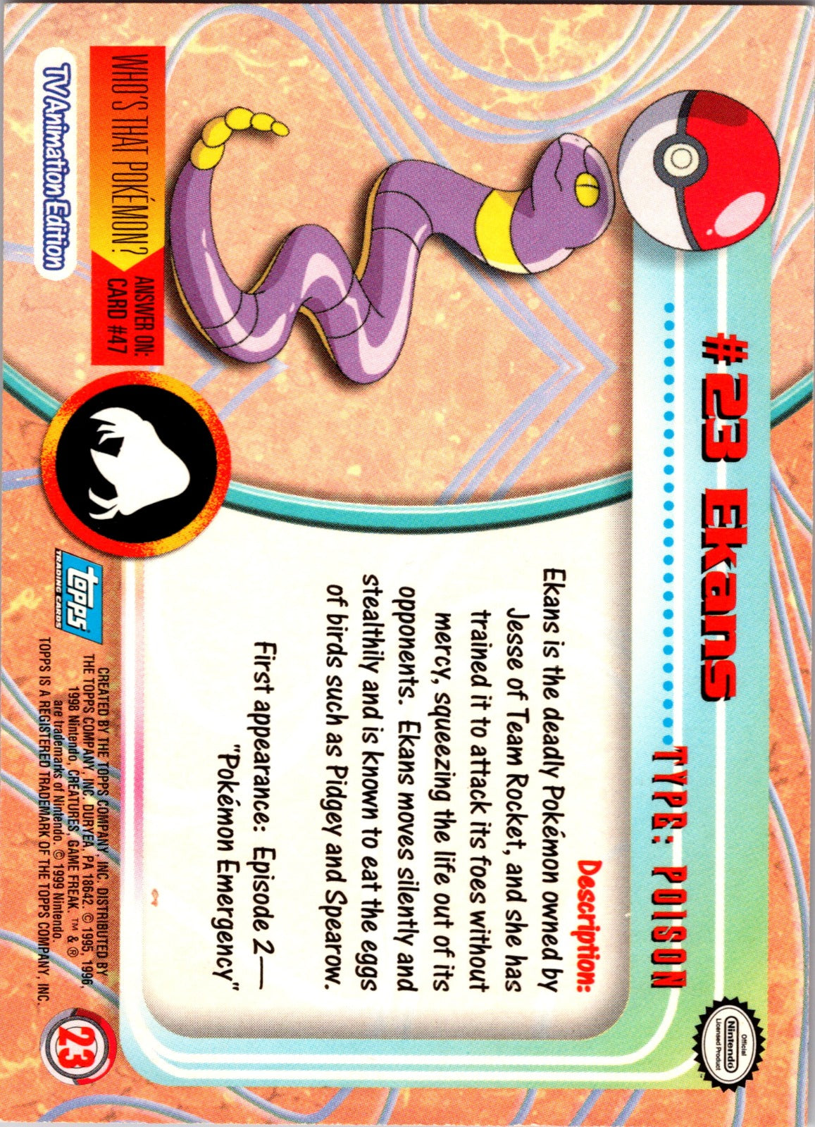 1999 Topps TV Ekans MP  P92