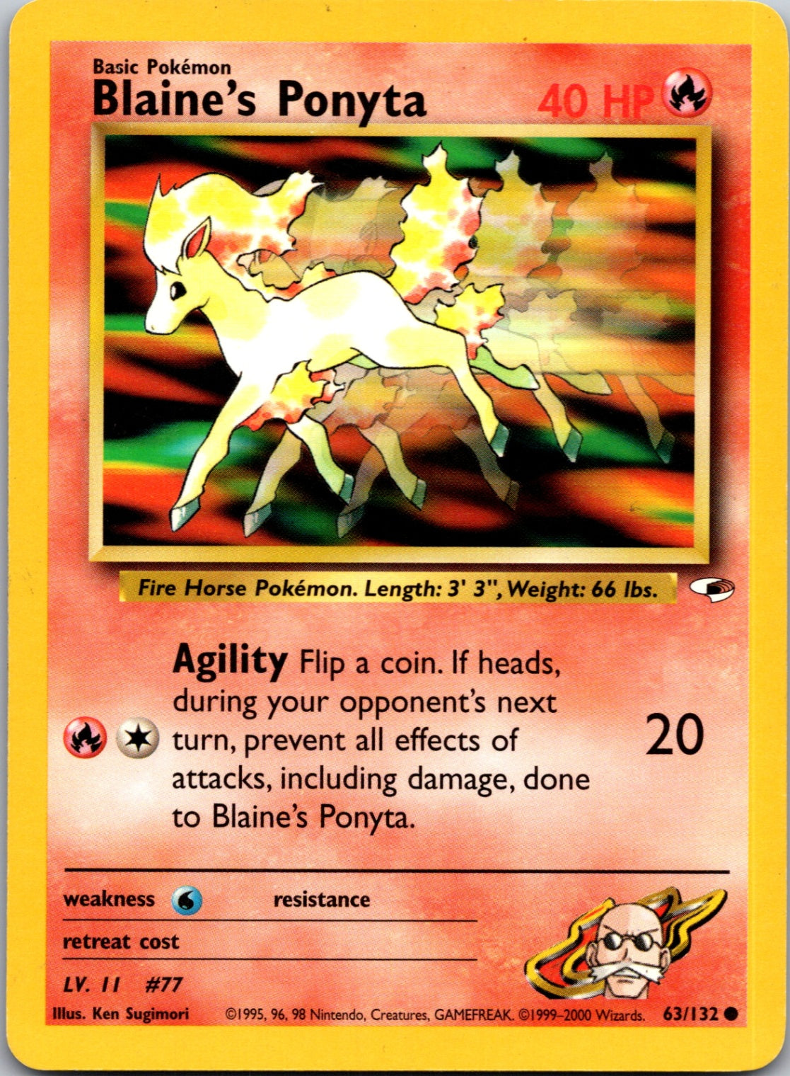 2000 Gym Heroes 063/132 Blaine's Ponyta Common M223