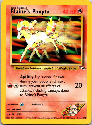 2000 Gym Heroes 063/132 Blaine's Ponyta Common M223