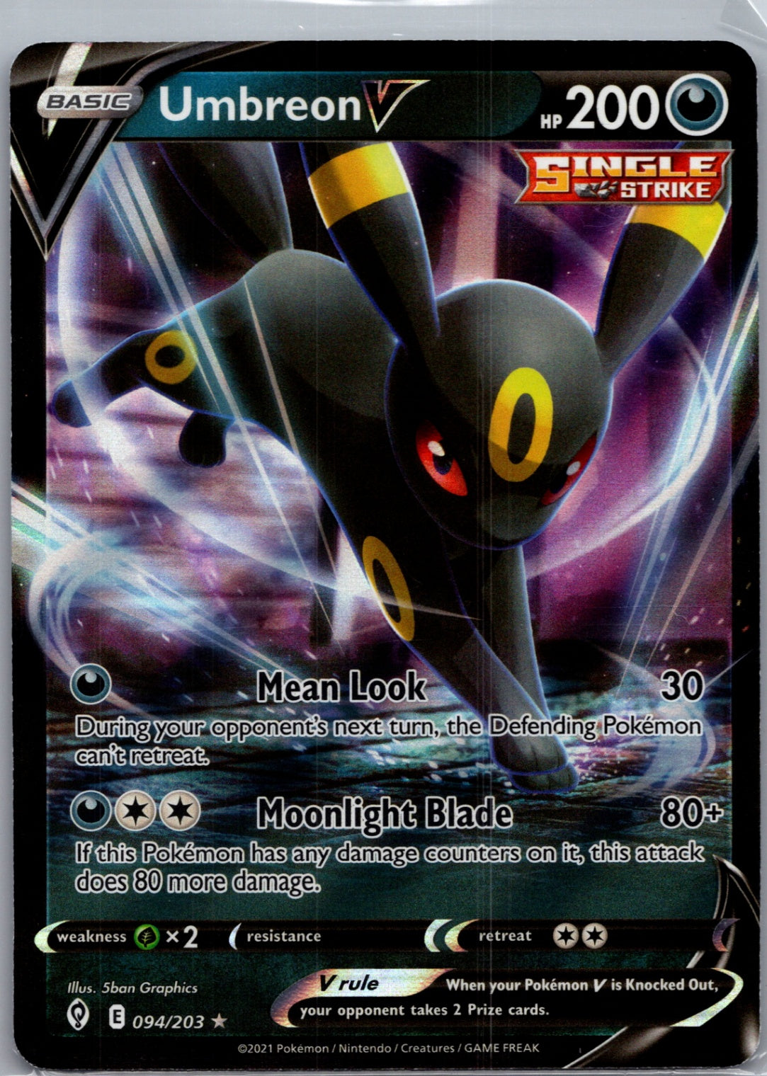 2021 SWSH07: Evolving Skies 094/203 Umbreon V Ultra Rare G325