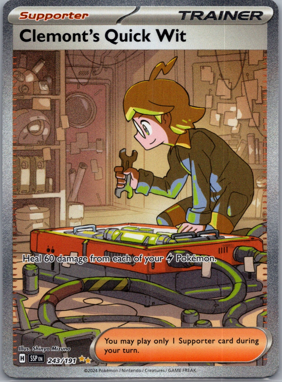 Clemont's Quick Wit Holofoil Special Illustration Rare SV08: Surging Sparks 243/191 NM