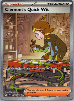 Clemont's Quick Wit Holofoil Special Illustration Rare SV08: Surging Sparks 243/191 NM