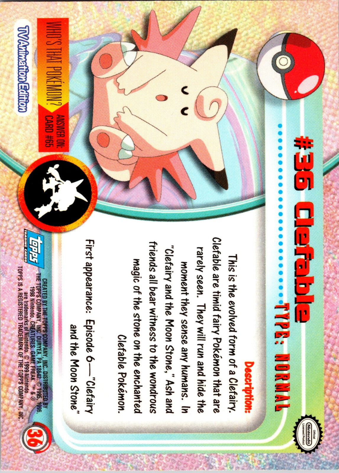1999 Topps TV Clefable LP  X5
