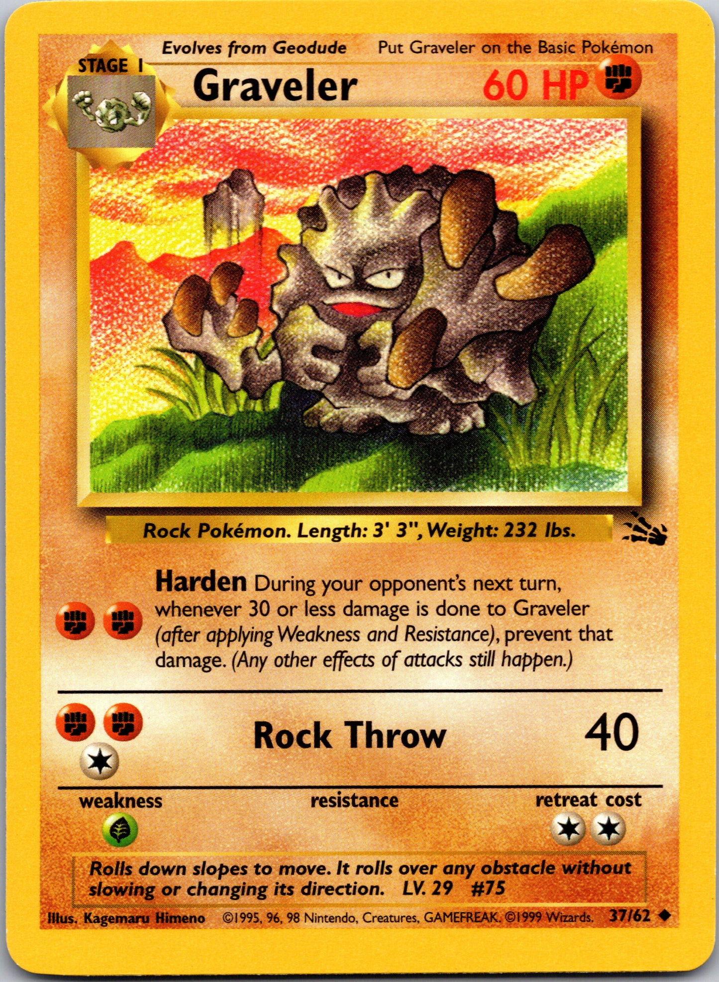2000 Fossil 37/62 Graveler Uncommon A317