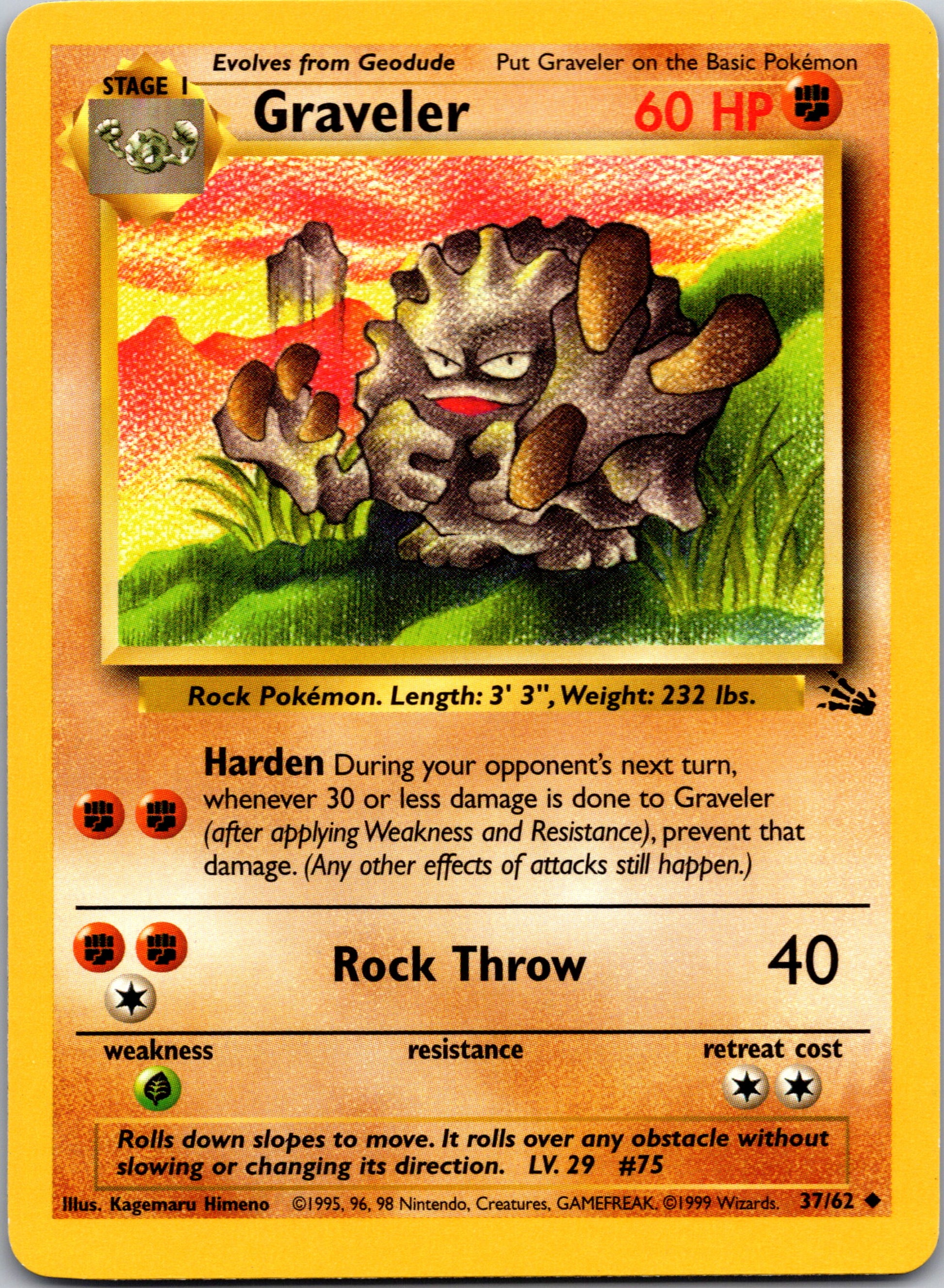 2000 Fossil 37/62 Graveler Uncommon A317