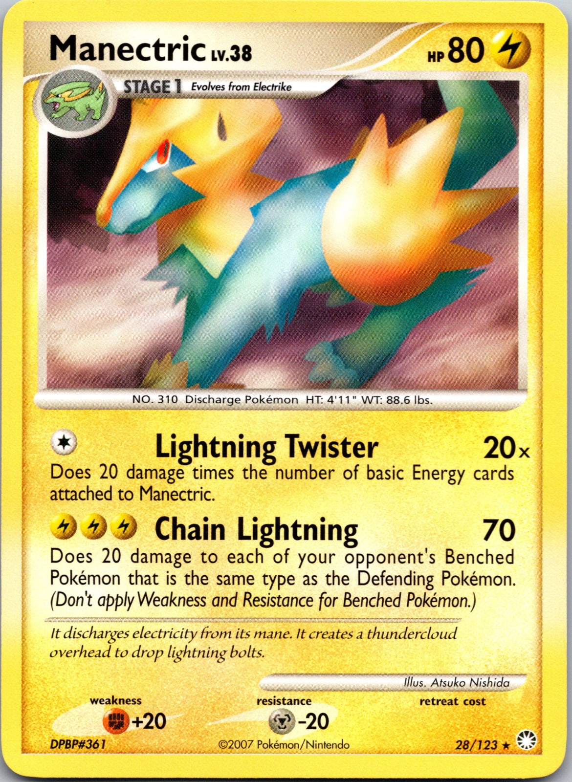 2007 Mysterious Treasures 28/123 Manectric LP B21