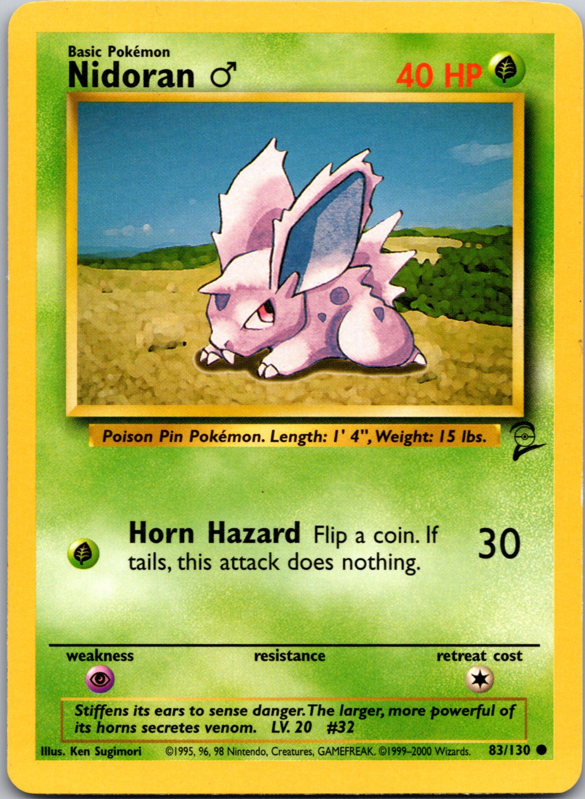 2000 Base Set 2 083/130 Nidoran M LP