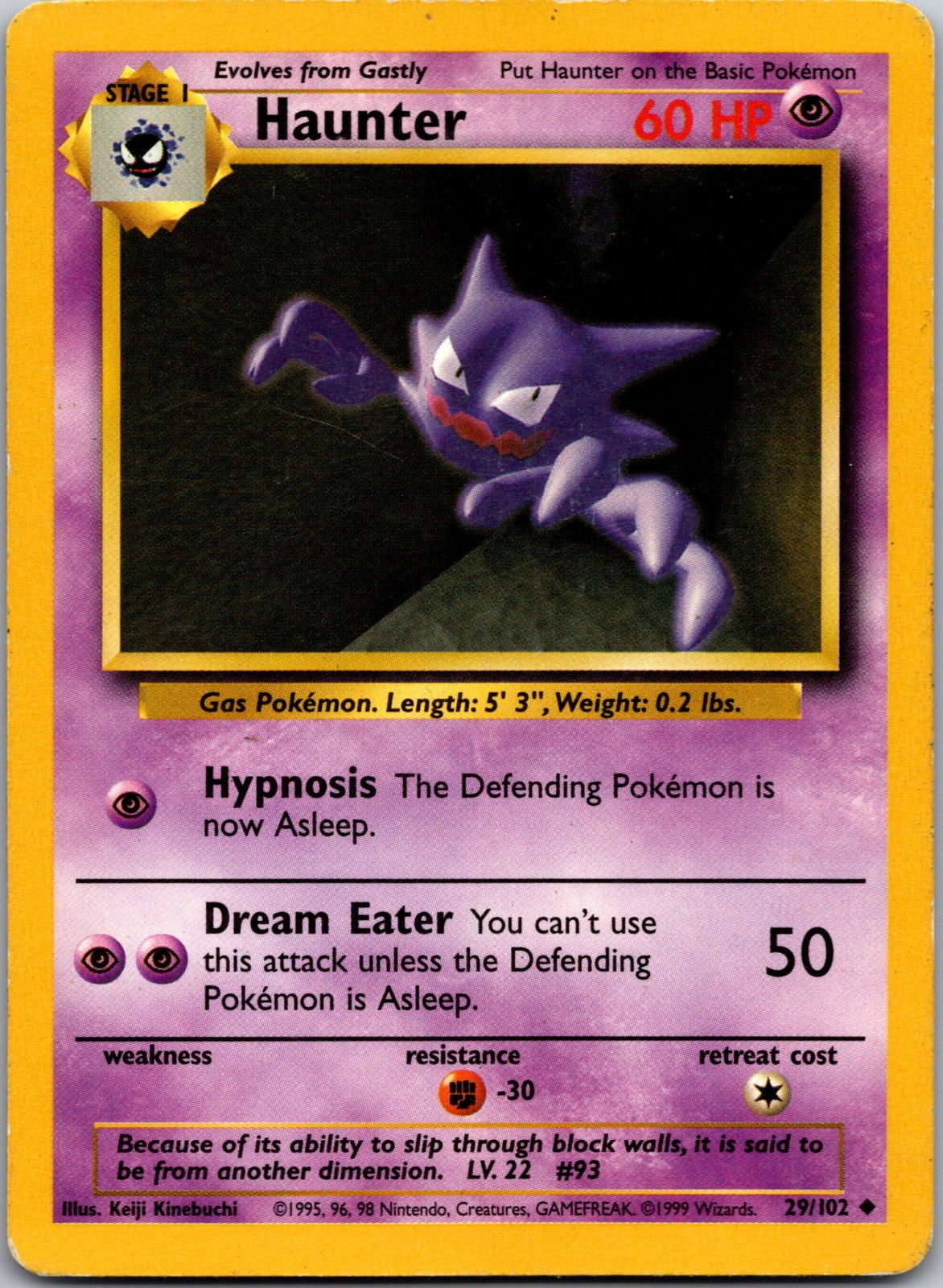 1999 Base Set 029/102 Haunter MP Y269