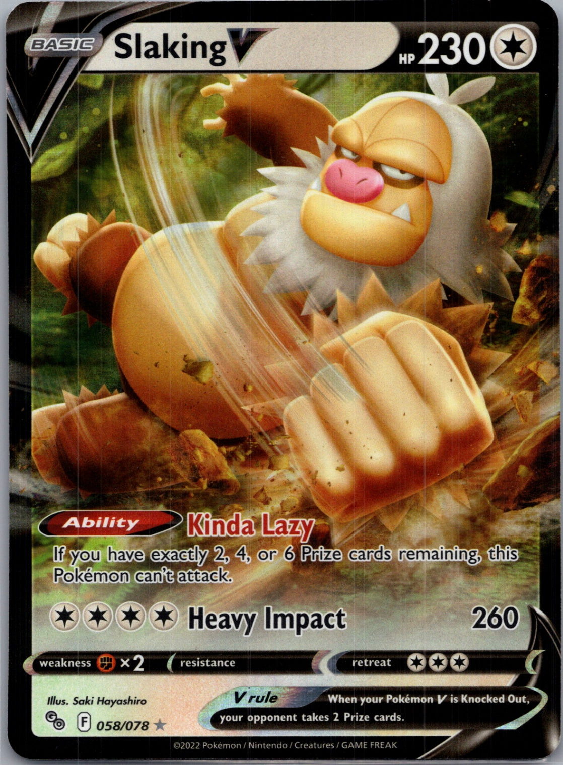 2022 Pokemon GO 058/078 Slaking V Ultra Rare G356