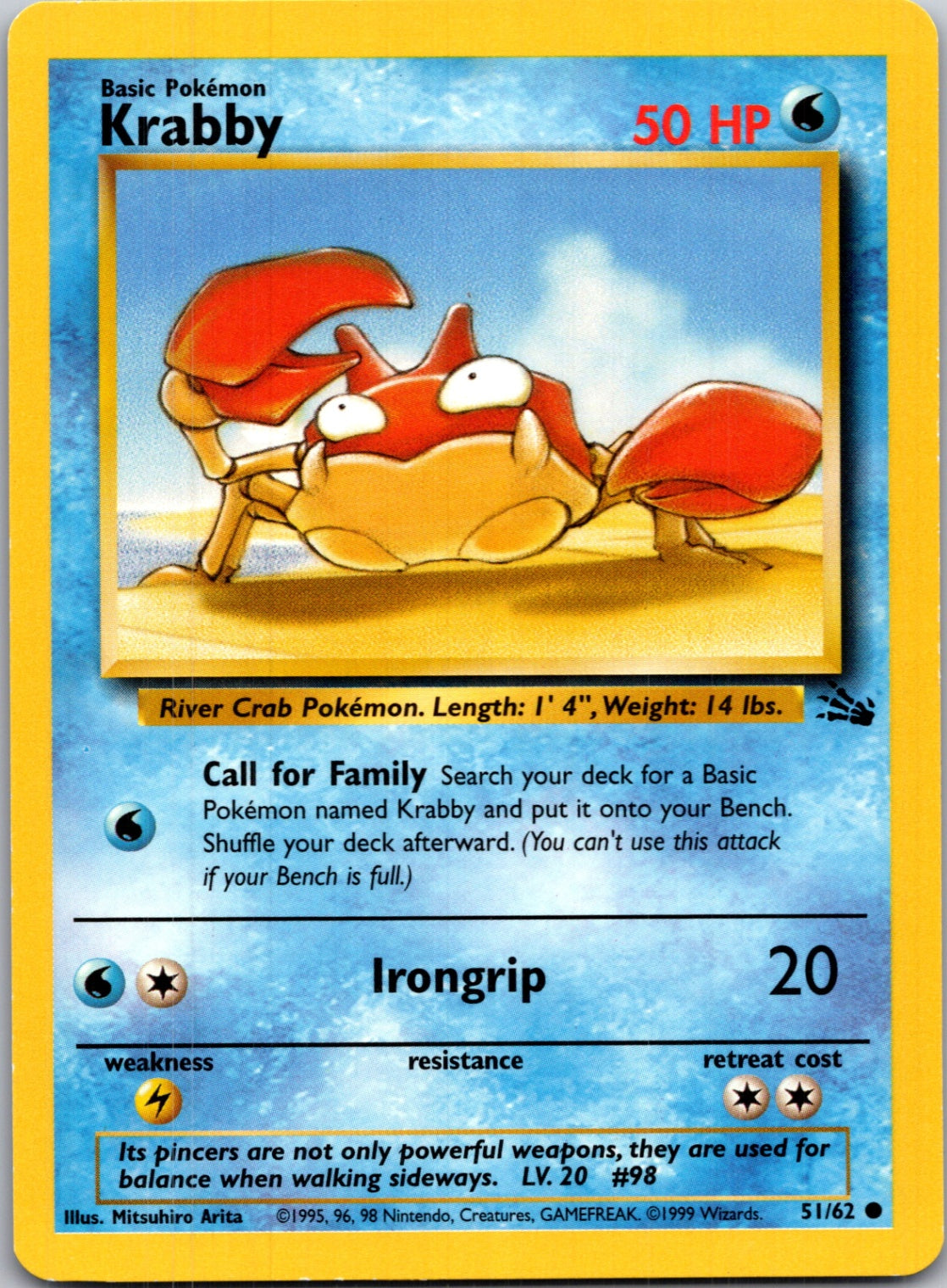 1999 Fossil #51/62 Krabby Common B243