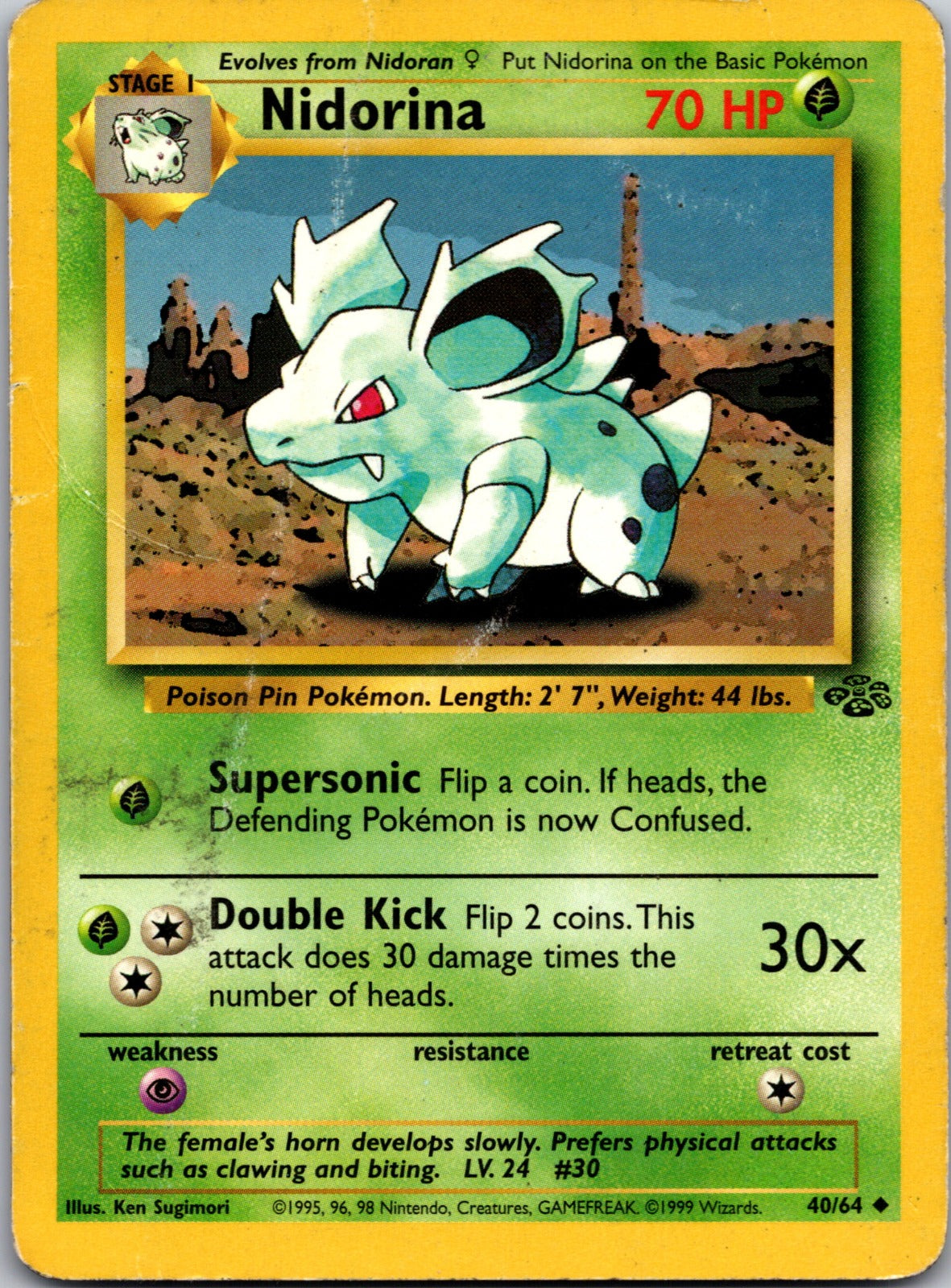2000 Base Set 2 053/130 Nidorina LP