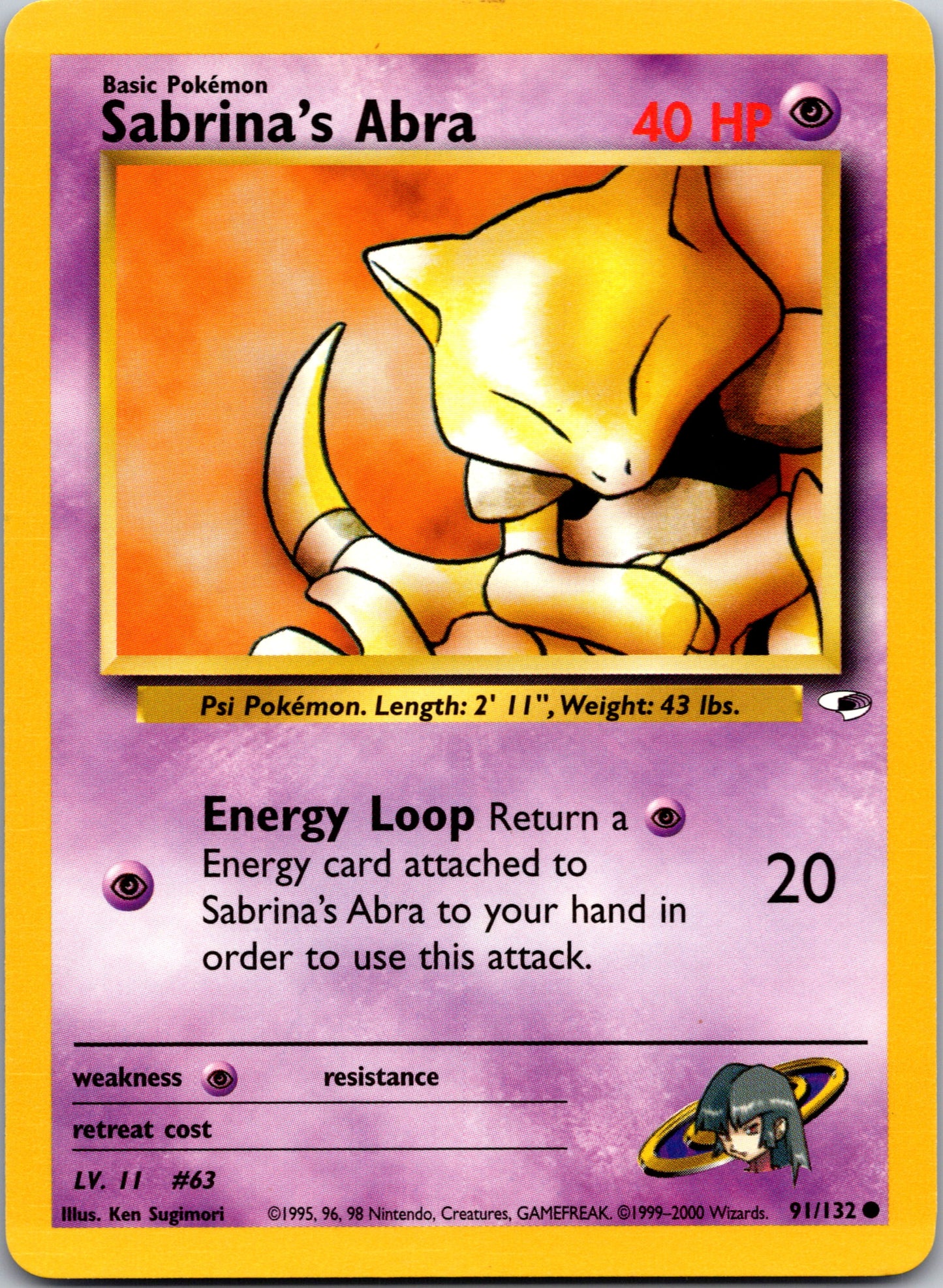 2000 Gym Heroes 091/132 Sabrina's Abra Common A118