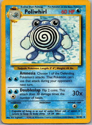 1999 Base Set  038/102 Poliwhirl Uncommon M99