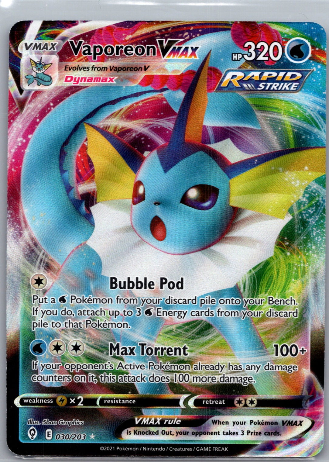 2021 Evolving Skies 030/203 Vaporeon VMAX  Ultra Rare G330