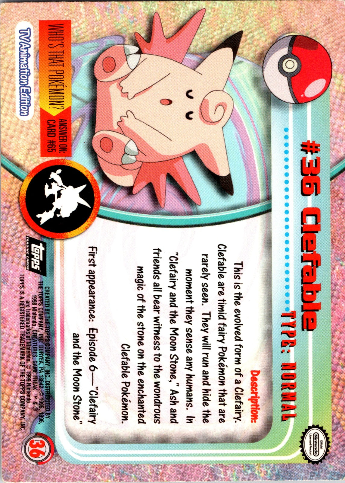 1999 Topps TV Clefable MP  P173