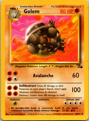 1999 Fossil 36/62 Golem Uncommon L185