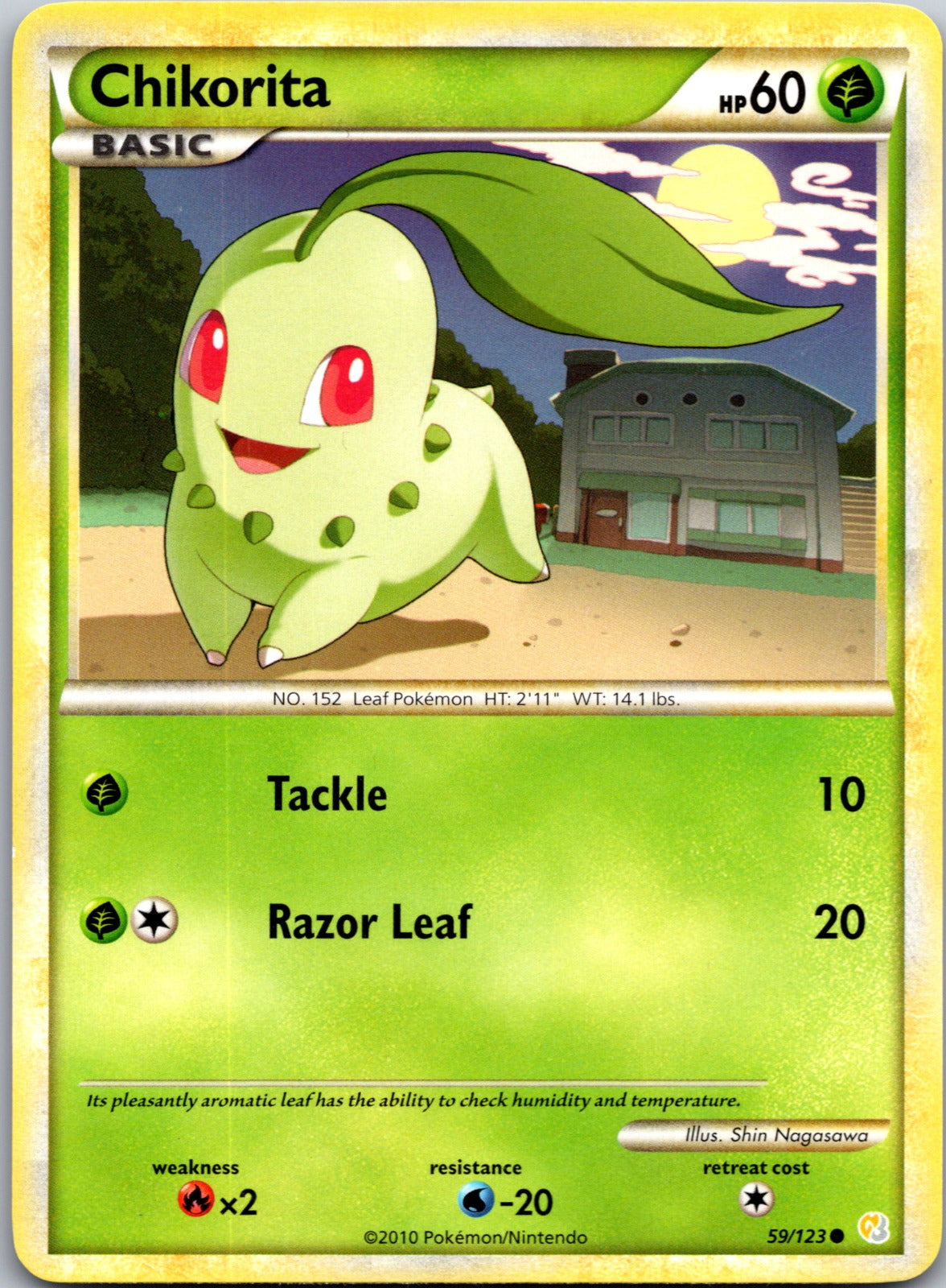 2010 HeartGold SoulSilver 59/123 Chikorita LP