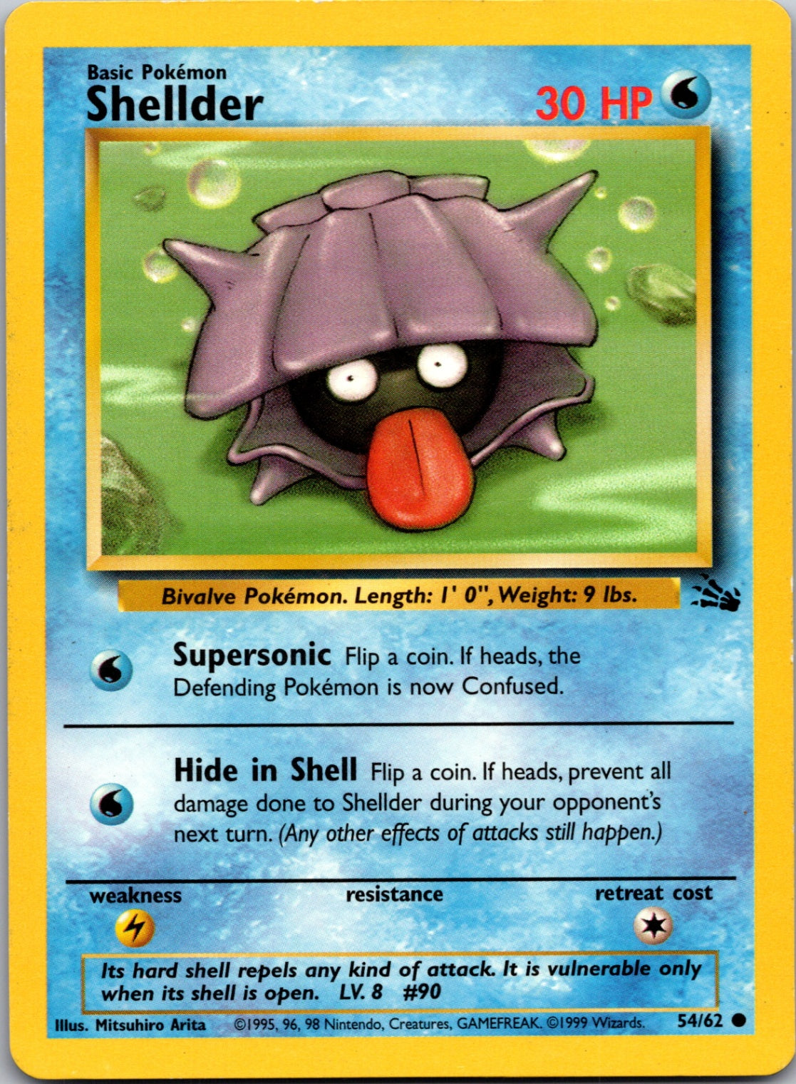 1999 Fossil #54/62 Shellder Common A200