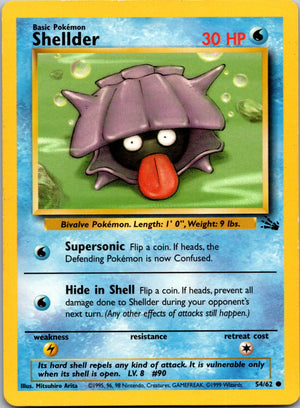 1999 Fossil #54/62 Shellder Common A200