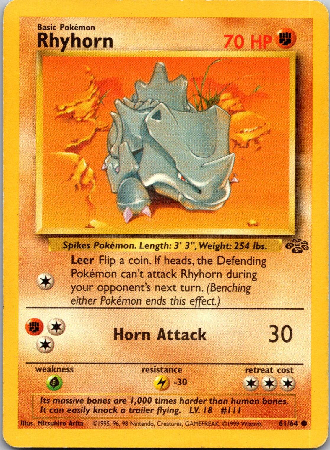 1999 Jungle 61/64 Rhyhorn Common L90