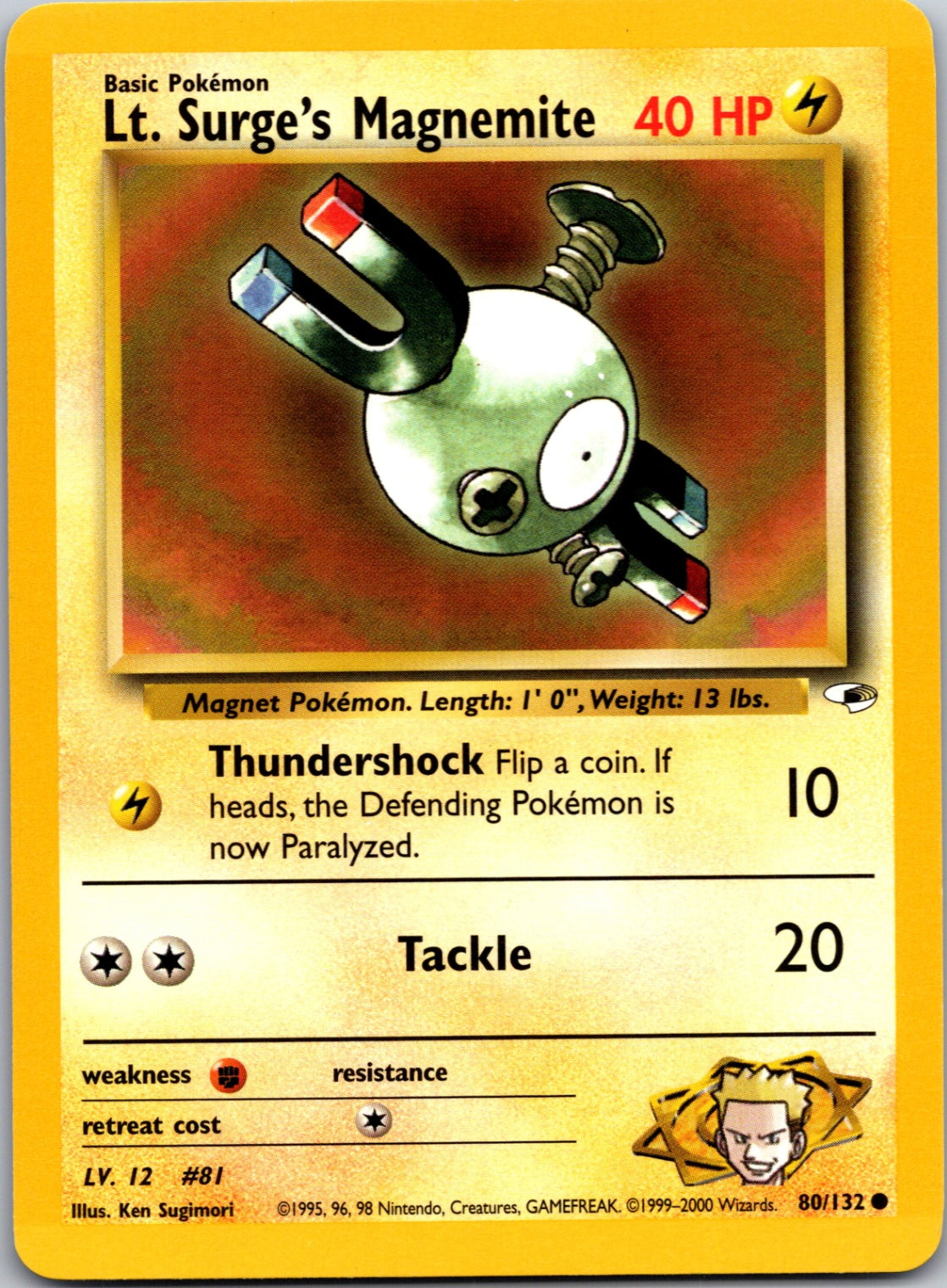2000 Gym Heroes #080/132 Lt. Surge's Magnemite (80) Common C236