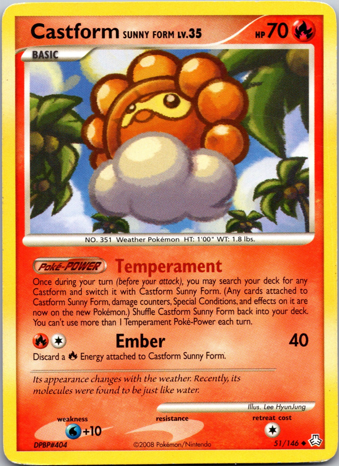 2008 Legends Awakened 51/146 Castform Sunny Form LP