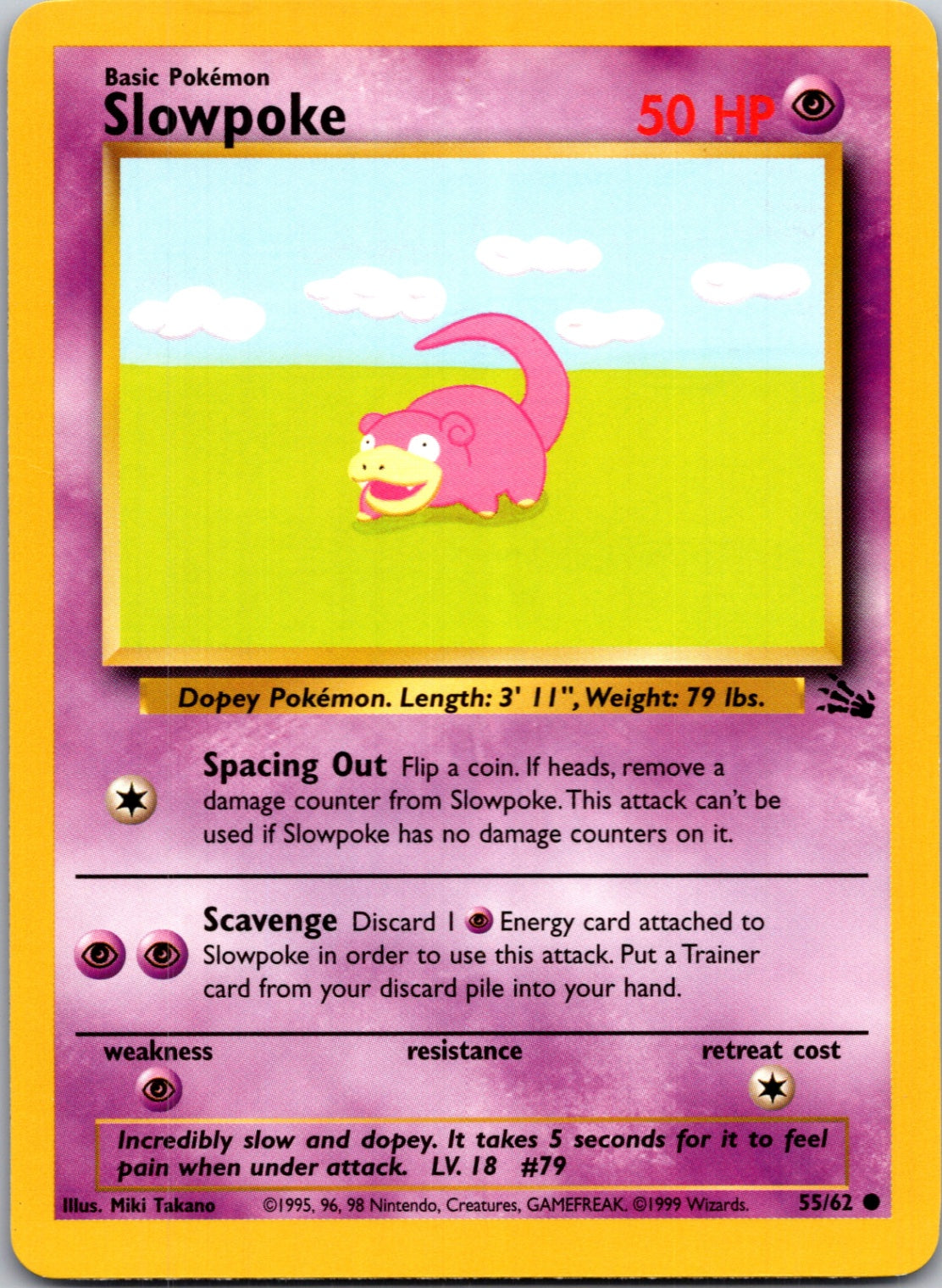 1999 Fossil #55/62 Slowpoke Common B285