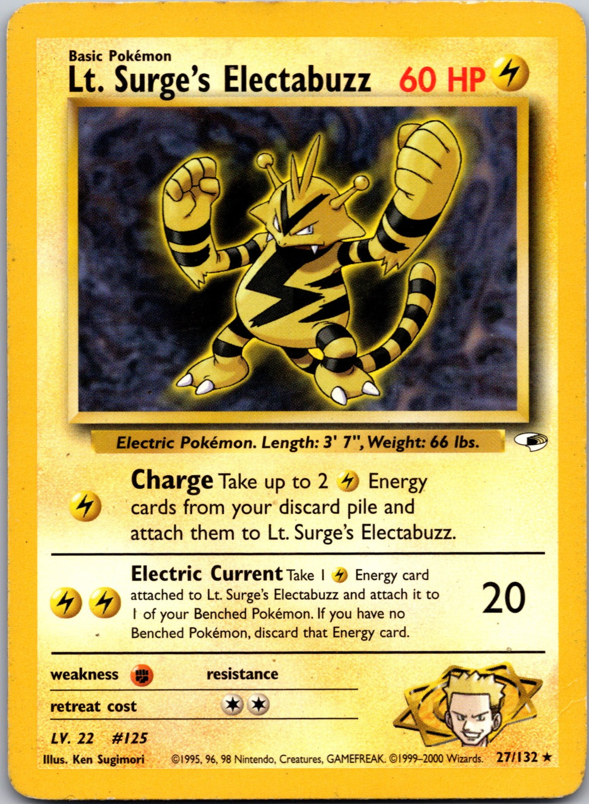 2000 Gym Heroes 027/132 Lt. Surge's Electabuzz (27) LP