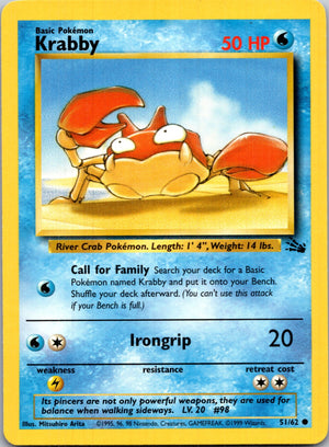 1999 Fossil #51/62 Krabby Common B236