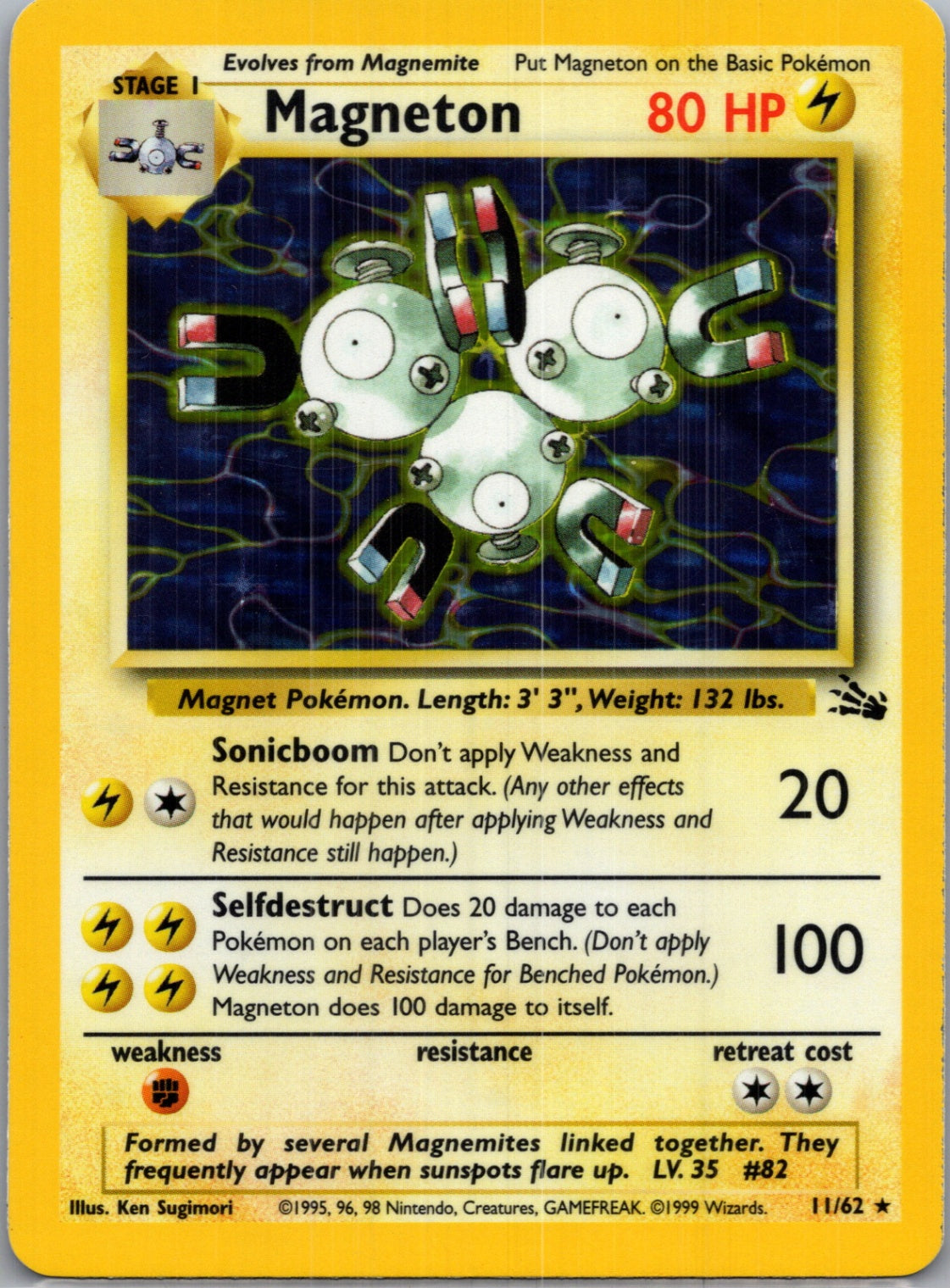 1999 Fossil 11/62 Magneton (11) Holo Rare G186