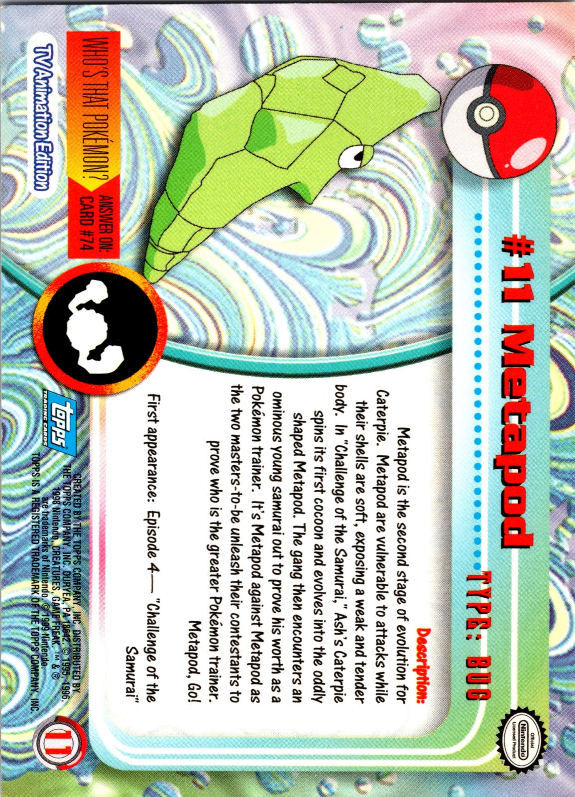 1999 Topps TV Metapod LP  X1