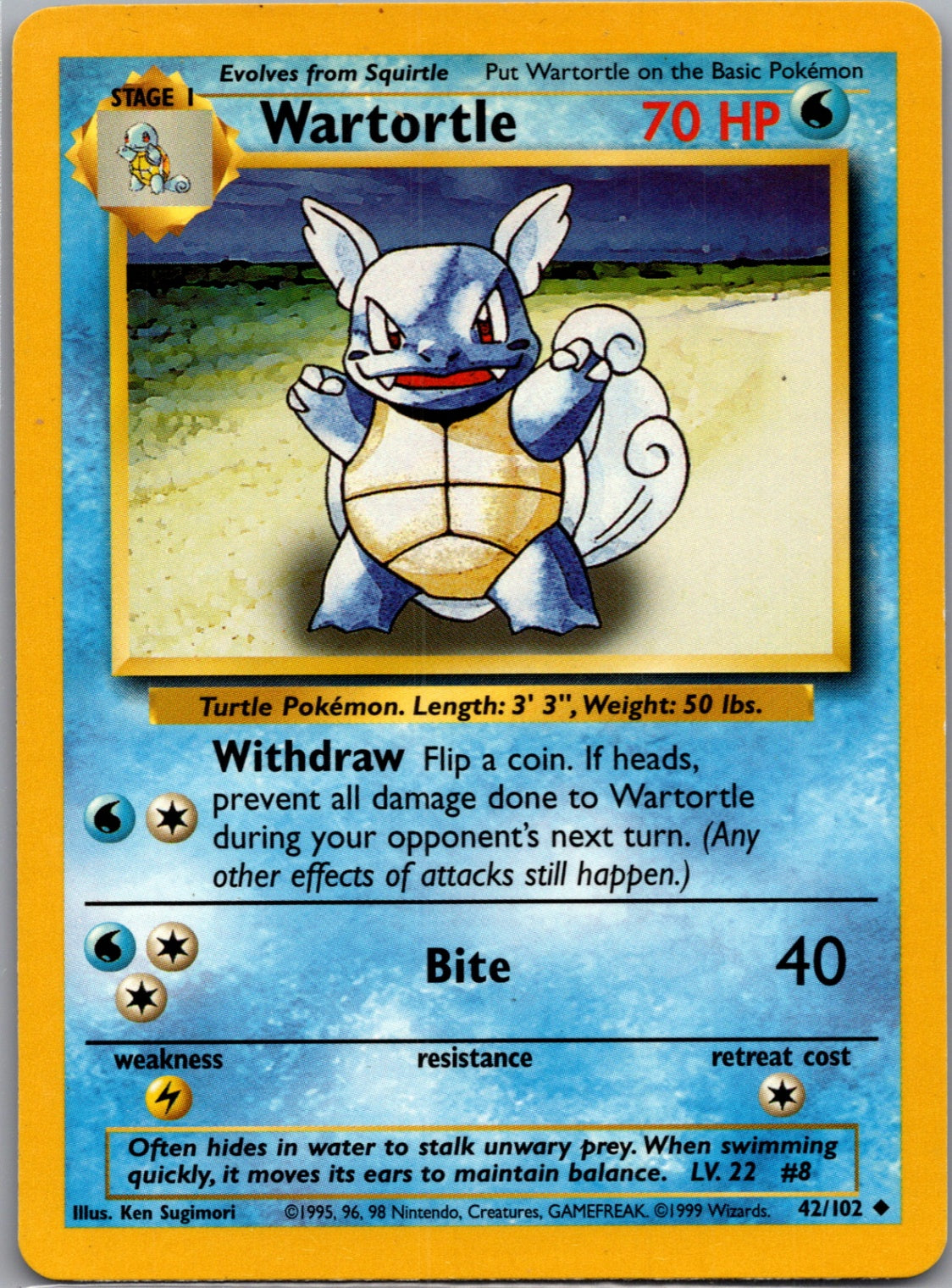 1999 Base Set  042/102 Wartortle Uncommon M87