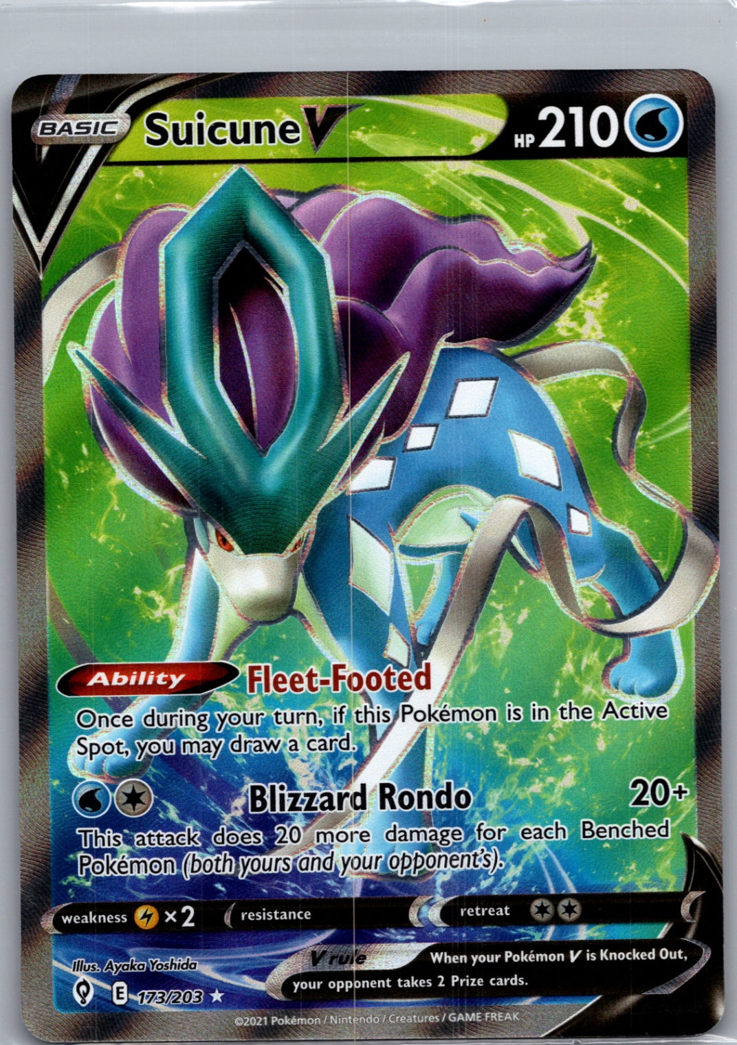 2021 SWSH07: Evolving Skies 173/203 Suicune V (Full Art) Ultra Rare G327