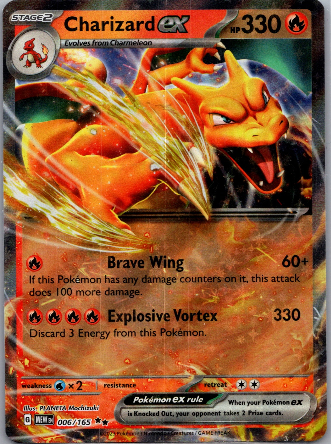 Charizard ex Holofoil Double Rare SV: Scarlet & Violet 151 006/165 NM