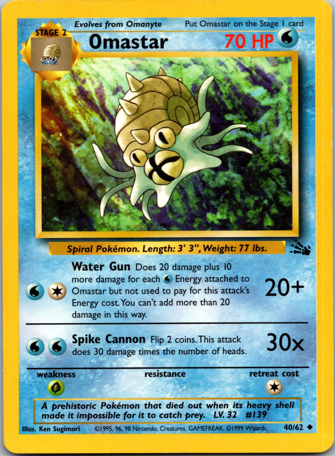 1999 Fossil 40/62 Omastar Uncommon M240
