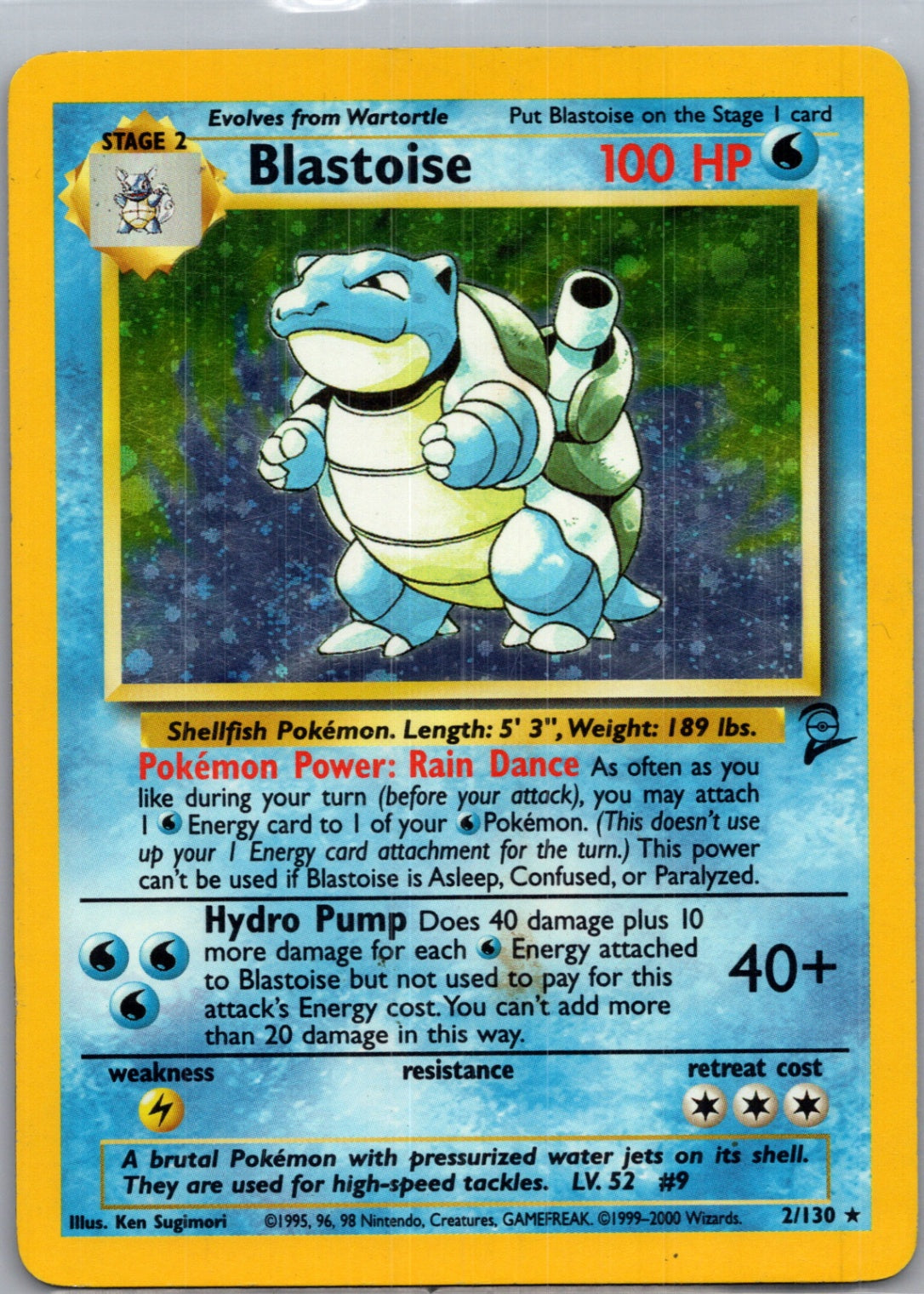 2000 Base Set 2 002/130 Blastoise Holo Rare F126