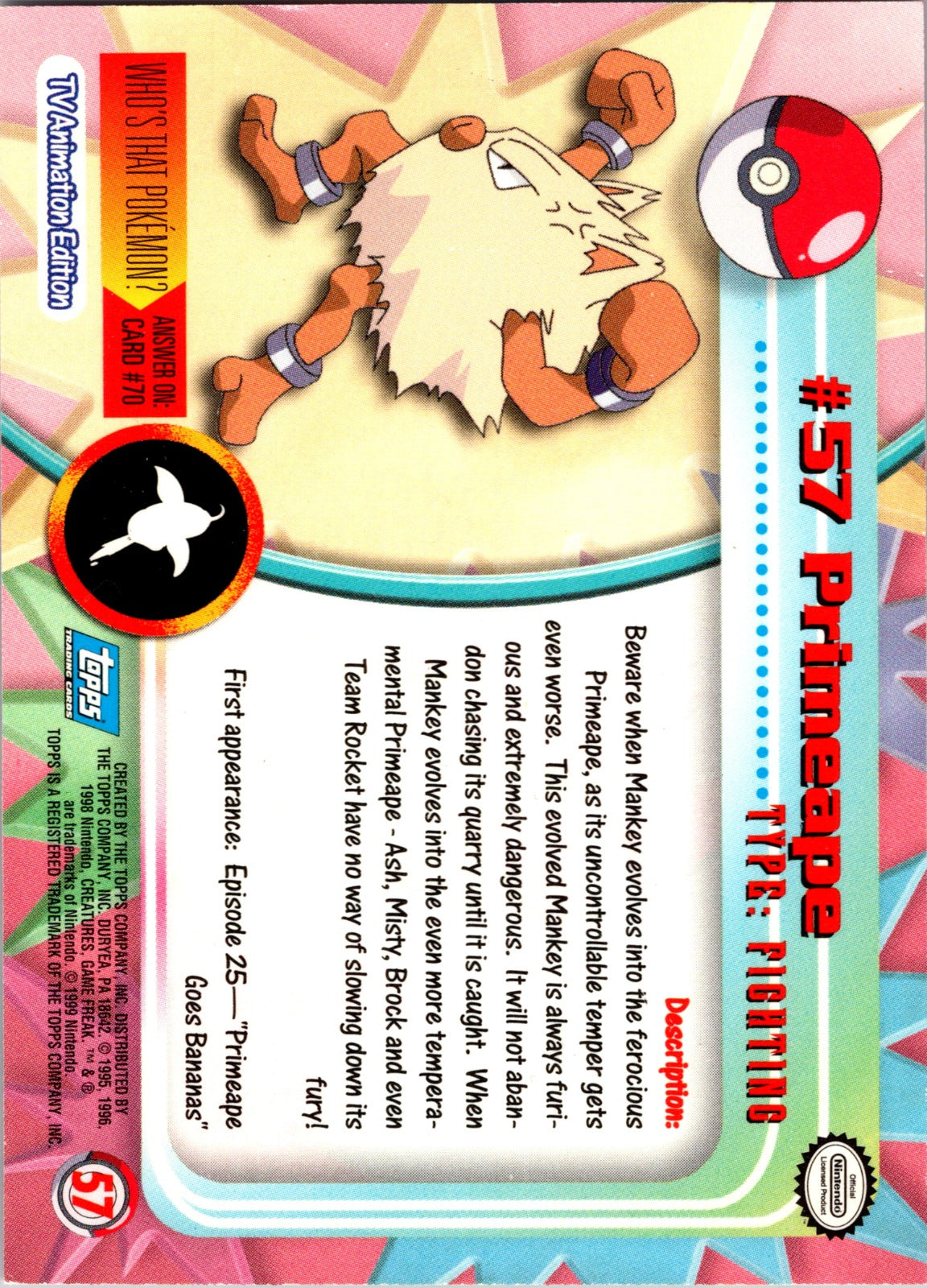 1999 Topps TV Primeape LP  P175