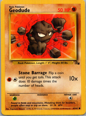 1999 Fossil #47/62 Geodude Common B146