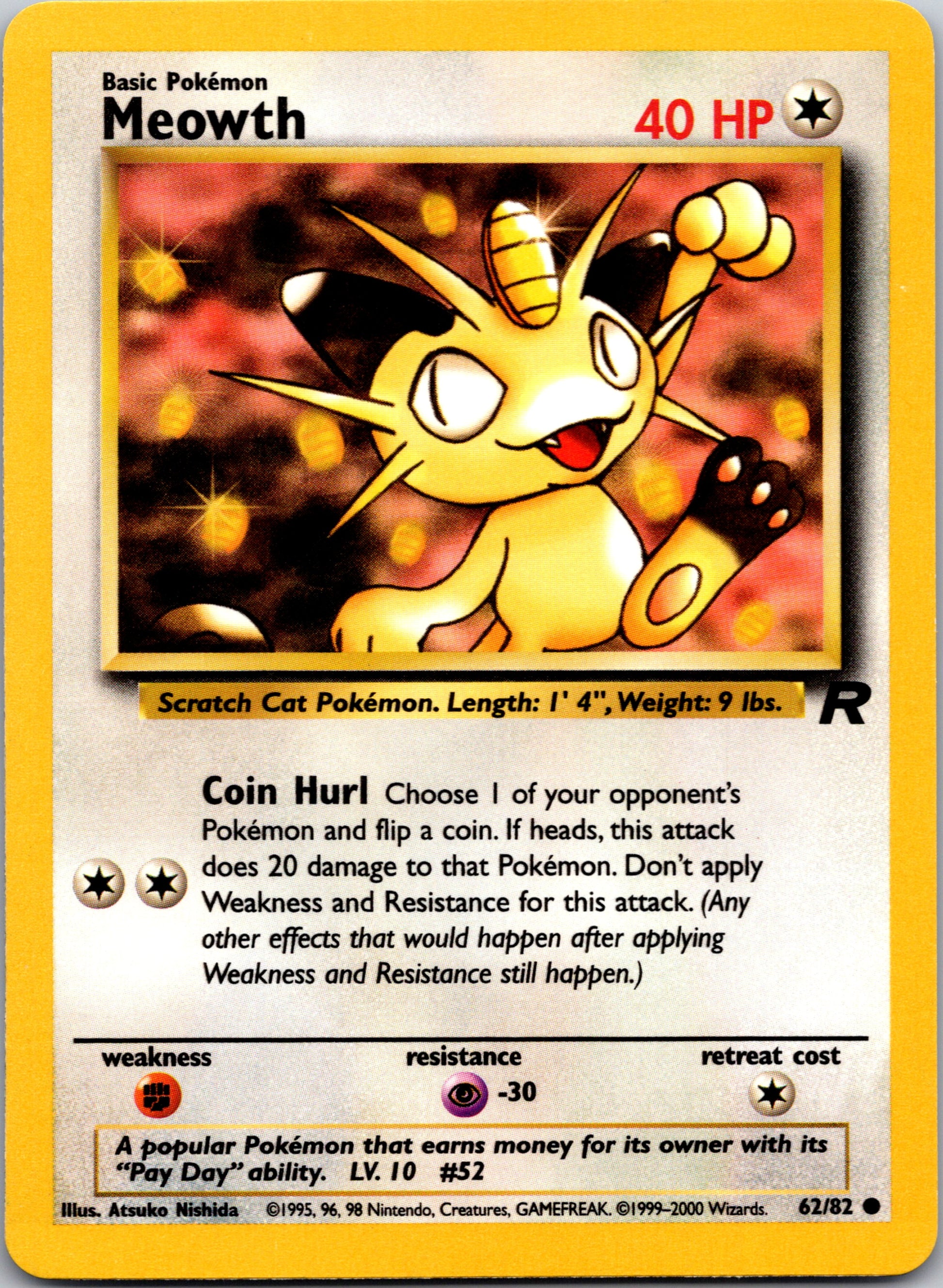 2000 Team Rocket 62/82 Meowth Common A293